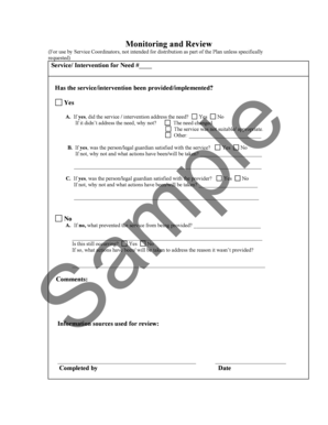 Service Monitoring and Review Form
