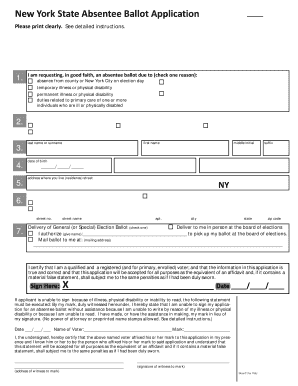 New York State Absentee Ballot Application