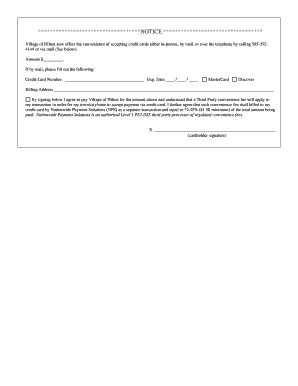 Village of Hilton Credit Card Payment Form