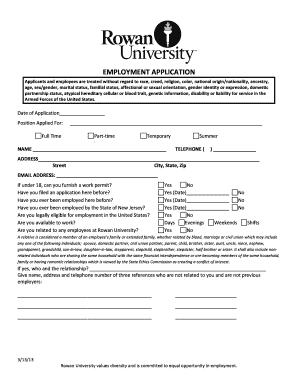 Rowan University Employment Application