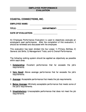 Employee Performance Evaluation Form