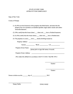 New York Affidavit for Compliance