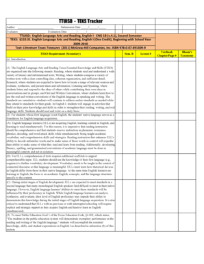 Texas TEKS Tracker Form