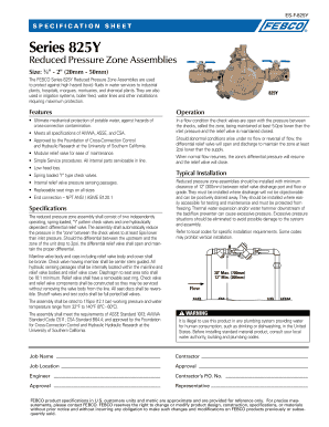FEBCO Series 825Y Reduced Pressure Zone Assembly Specification Sheet