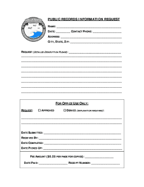 Public Records Information Request Form