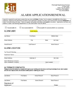 Alarm Application/Renewal Form