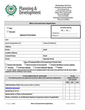 Minor Encroachment Application