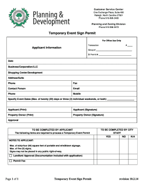 Temporary Event Sign Permit
