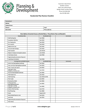 Residential Plan Review Checklist