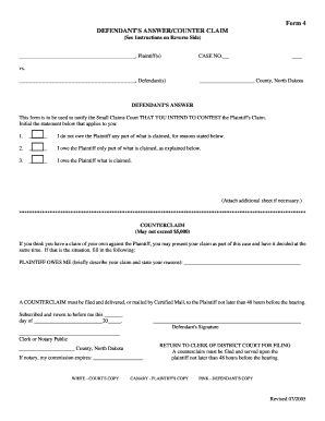 Defendant's Answer/Counterclaim Form