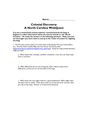 Colonial Discovery WebQuest