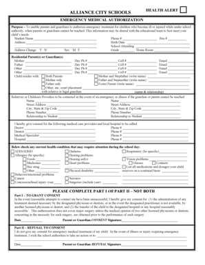 Emergency Medical Authorization Form