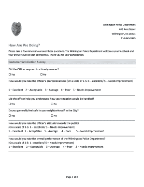Wilmington Police Department Customer Satisfaction Survey