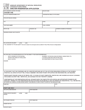 Missouri Shelter Reservation Application