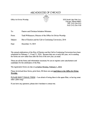 2016 Rite of Election and Call to Continuing Conversion Registration