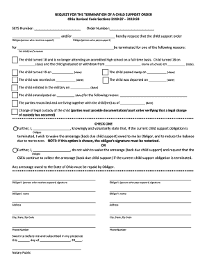 Request for Termination of Child Support Order