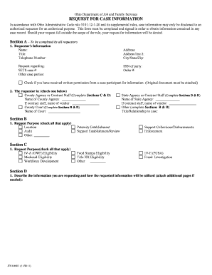 Ohio Request for Case Information