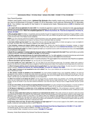 Free and Reduced Price School Meals Application