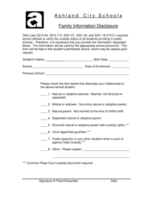 Ohio Family Information Disclosure Form