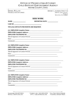 Ohio Child Support Employer Contact Form