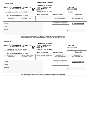 City of Canal Fulton Quarterly Estimated Tax Form
