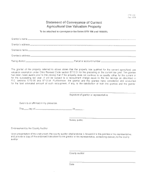 Ohio Agricultural Use Valuation Property Statement
