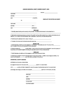 Ohio Eviction Complaint Form