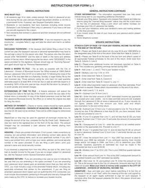 Lakewood Municipal Income Tax Form L-1