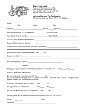 City of Lakewood Individual Income Tax Registration