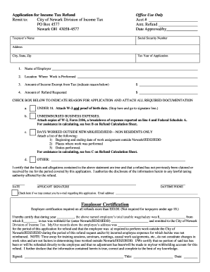 Newark Income Tax Refund Application