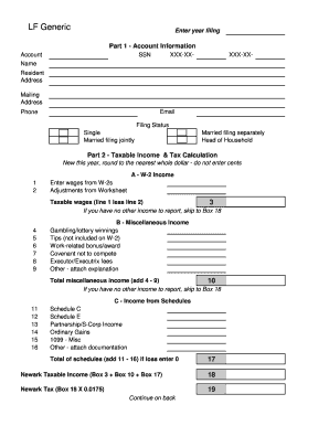 Newark City Income Tax Return