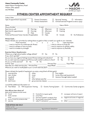 Fitness Center Appointment Request