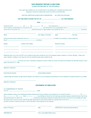 Non-Resident Tax Refund Claim Form