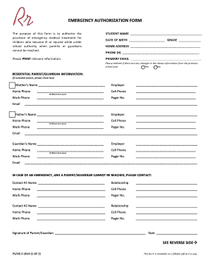 Emergency Authorization Form