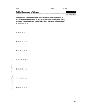 Measures of Center Investigation Worksheet