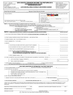 South Lebanon Income Tax Return 2015