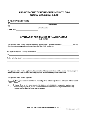 Ohio Adult Name Change Application