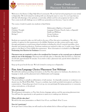 Fine ArtsLanguage ChoicePlacement Test Webinar Course of bb - bchigh