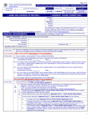 Utah Contractor License Renewal Application
