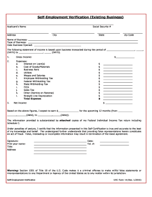 Self-Employment Verification Form