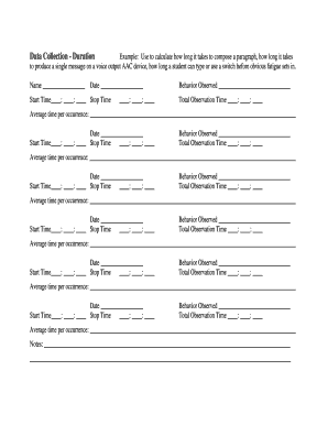 Data Collection Duration Form