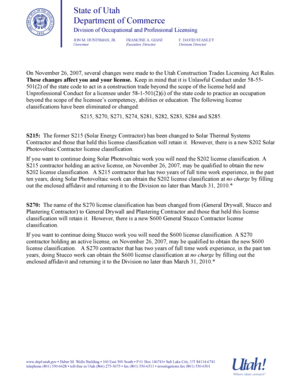 Utah Construction Trades License Affidavit
