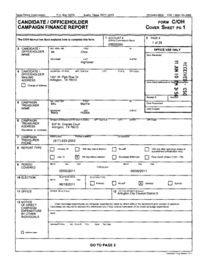 Texas Campaign Finance Report Form C/OH