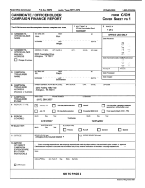 Texas Ethics Commission Campaign Finance Report