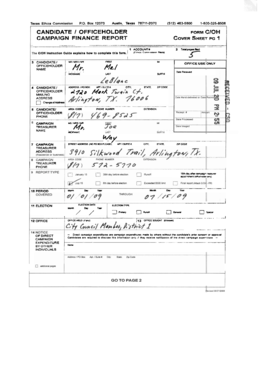 Texas Campaign Finance Report Form C/OH