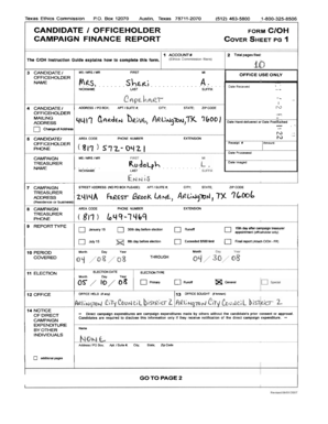 Texas Ethics Commission Campaign Finance Report