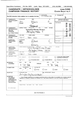 Texas Campaign Finance Report Form C/OH