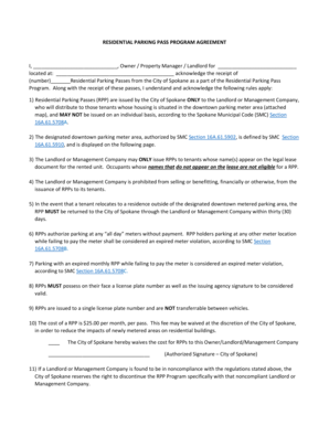 Residential Parking Pass Program Agreement