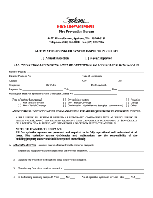 Automatic Sprinkler System Inspection Report