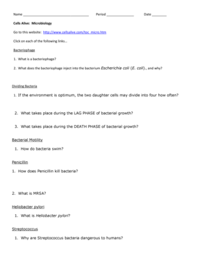 Cells Alive Microbiology Worksheet